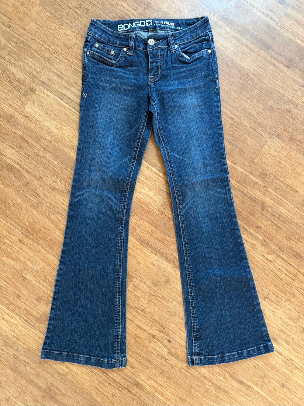 Vintage Y2K Bongo "Milan" Low Rise Flare Jeans Medium Wash Sz 9 Hemmed